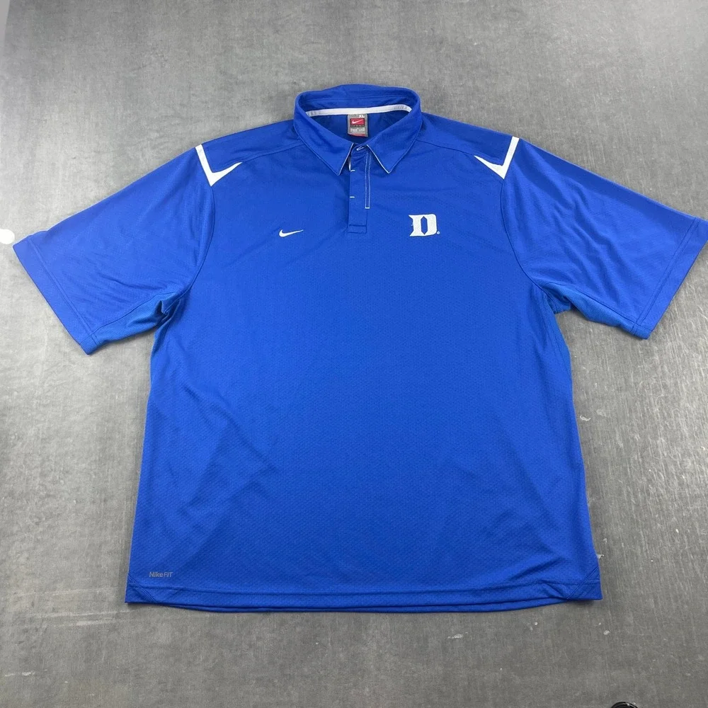 Vintage Duke Blue Devils Nike Men XL Royal Blue Polo Shirt Nike Fit Dry Perf